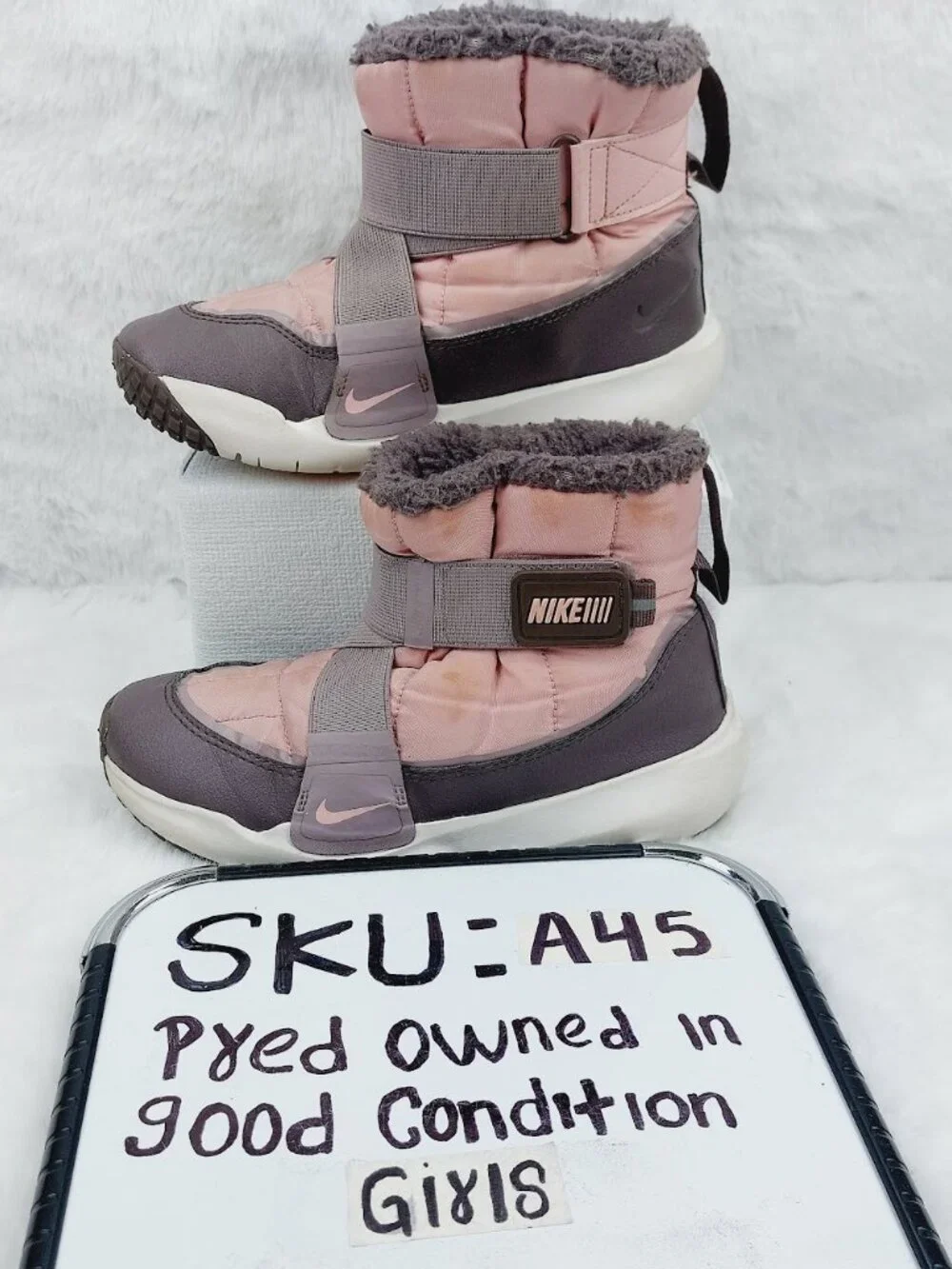 Nike Youth Girls' Pink Glaze Flex Advance Faux Fur Snow Winter Boots Size 2Y
